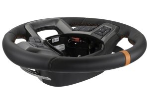 Ford F-150 Steering Wheel Kit - Ford Racing - Raptor Style, Heated - Black Leather with Orange Stitching/Orange Sightline - `15-`17 Ford F-150 Steering Wheel Kit - Ford Racing - Raptor Style, Heated - Black Leather with Orange Stitching/Orange Sightline - `15-`17